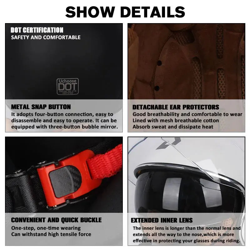 Vintage Open Face Retro Helmet sitodo