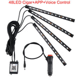 شريط إضاءة ليد داخلي محيط للسيارة أضواء جو زخرفية للسيارة مع شريط سيجارة USB نيون LED تلقائي