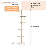 Inlandslieferung Höhe 238–274 cm Kratzbaum Condo Kratzbaum vom Boden bis zur Decke verstellbarer Katzenkratzer zum Schutz von Möbeln