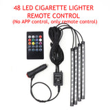 LED-Auto-Fußlicht-Ambientelampe mit drahtloser USB-Fernbedienung für Musiksteuerung, mehrere Modi, dekorative Innenbeleuchtung
