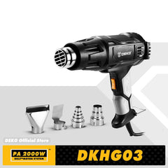 DEKO NOUVEAU DKHG03 220V 2000W Pistolet à air chaud avancé Températures réglables avec quatre buses Pistolet à chaleur électrique