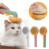 Peine de cepillo de gato de calabaza para el cuidado de mascotas, elimina las capas inferiores sueltas, cepillo removedor de pelo enredado, autolimpieza para el pelo de mascotas